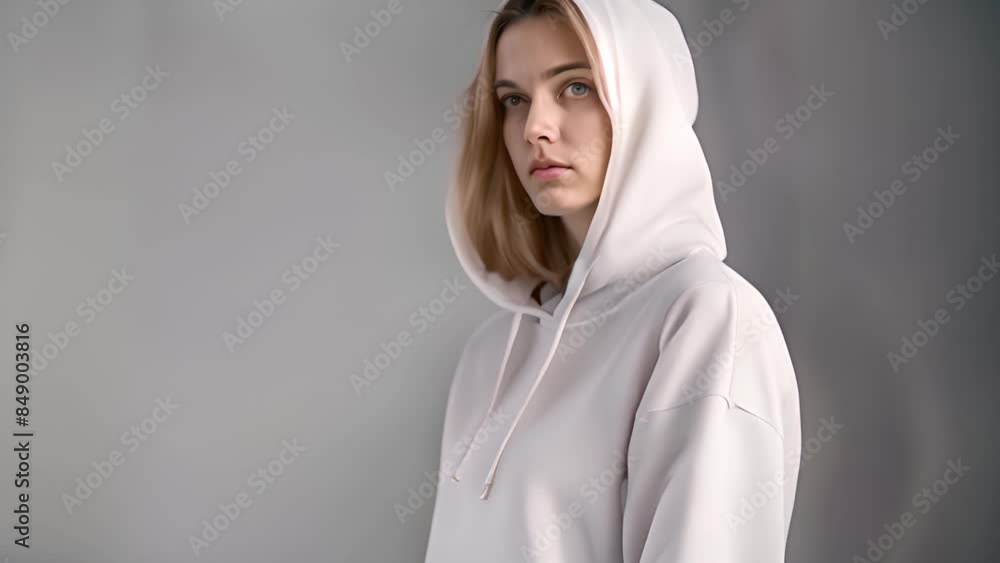 Woman Wearing White Hoodie Generative AI Woman Wearing White Hoodie Generative AI