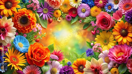Beautiful floral background with vibrant colors and assorted flowers , nature, bloom, botany, garden, bouquet, petals, spring