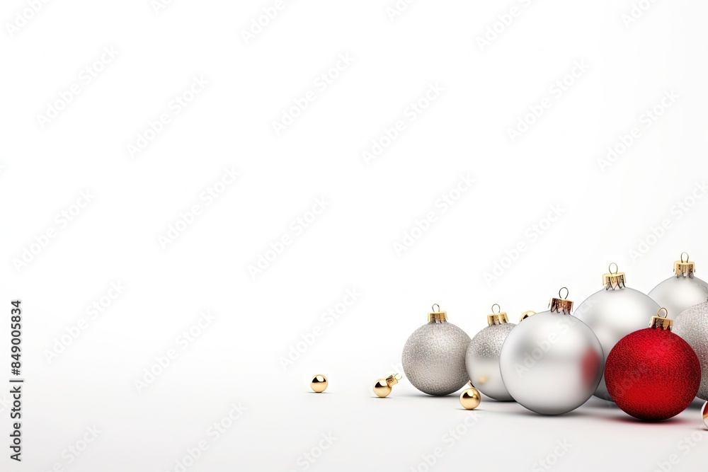 Minimalist 3D Render of Silver and Red Christmas Balls Minimalist 3D Render of Silver and Red Christmas Balls