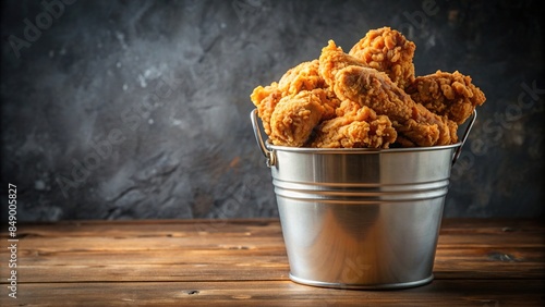 Bucket full of crispy fried chicken , food, fast food, fried, crispy, golden, delicious, meal, poultry, savory, greasy photo