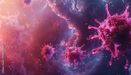 A visually stimulating depiction of a virusinfected backdrop with microscopic particles
