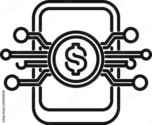 Dollar coin surrounded by a network representing a money laundering concept