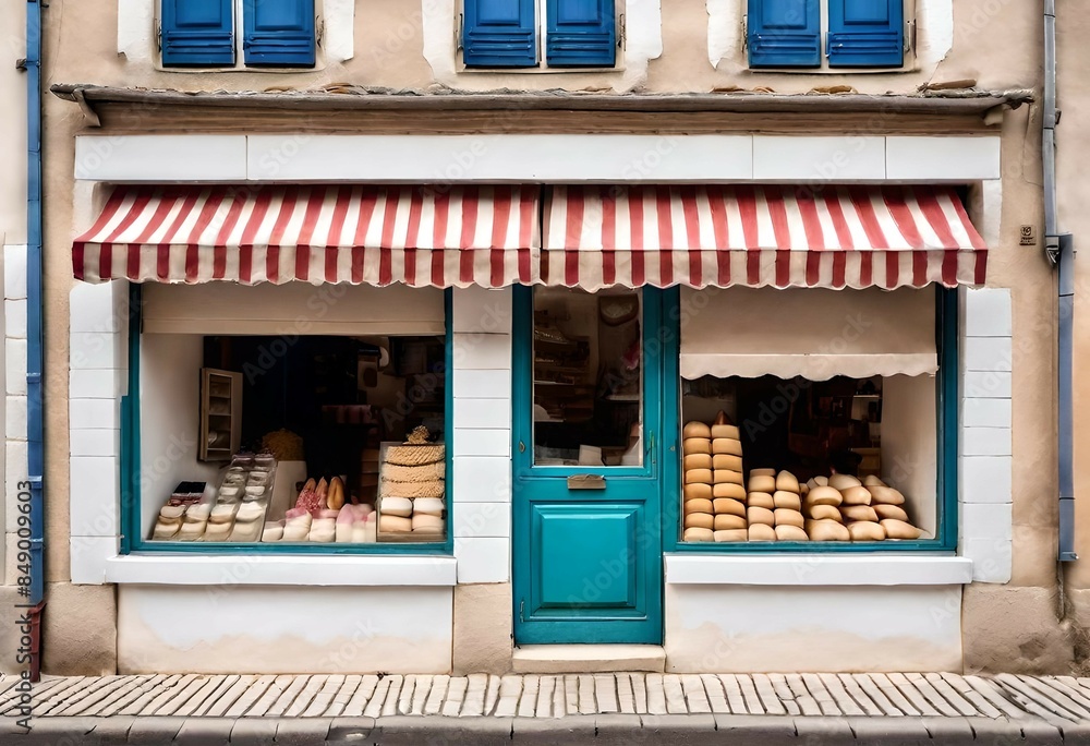 Naklejka premium old typical french village boutique storefront 