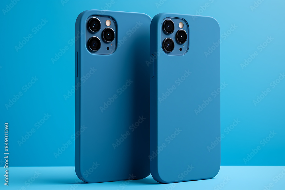 Apple iPhone 12 Pro smartphone on a blue background. Apple iPhone 12 Pro smartphone on a blue background.