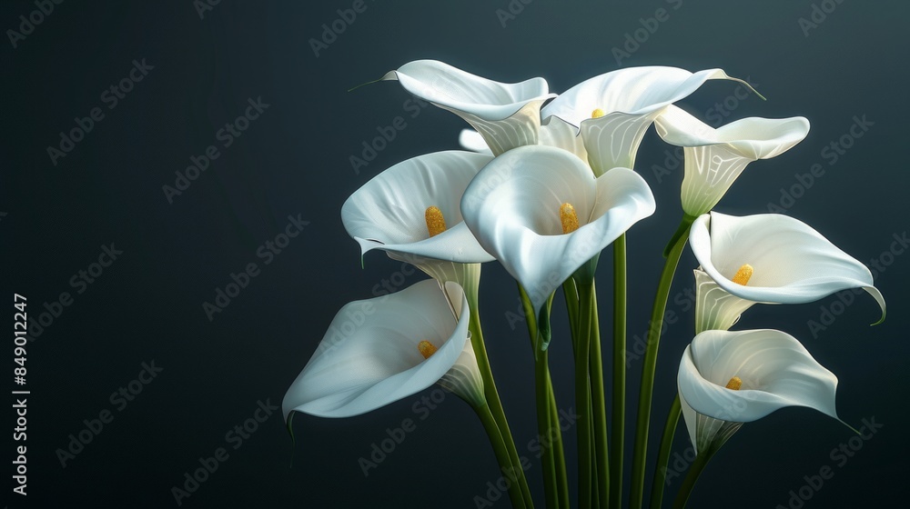 Obraz premium Elegant Calla Lilies Against a Dark Background