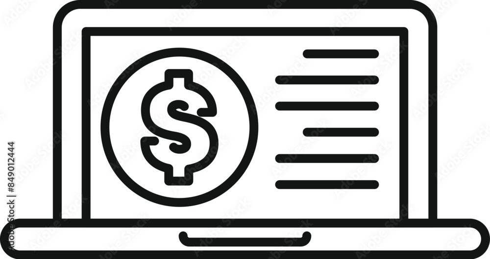 Laptop showing online payment system with dollar symbol on screen, concept of online banking and finance Laptop showing online payment system with dollar symbol on screen, concept of online banking and finance