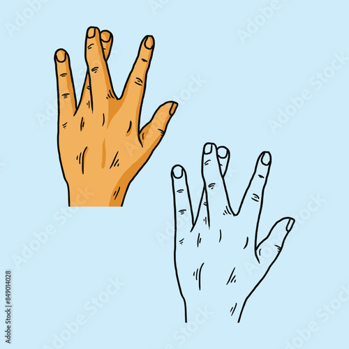 west side gang sign fingers hand drawn vector illustration