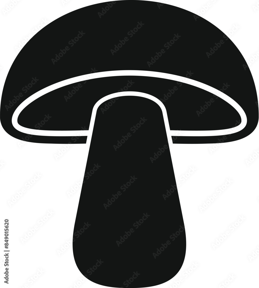 Black simple icon of big forest mushroom growing with wide cap Black simple icon of big forest mushroom growing with wide cap