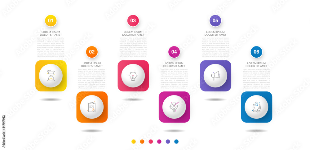 Vector infographic design template. Modern timeline concept with 6 ...
