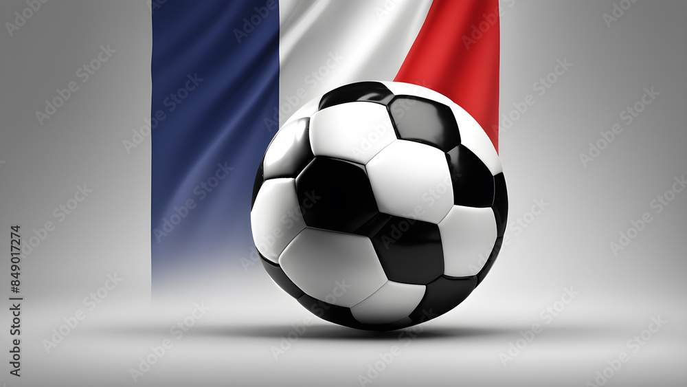 The symbolic power of success and victory. soccer ball on French flag background. Generative Ai The symbolic power of success and victory. soccer ball on French flag background. Generative Ai