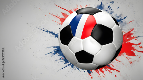 The symbolic power of success and victory. soccer ball on French flag background. Generative Ai