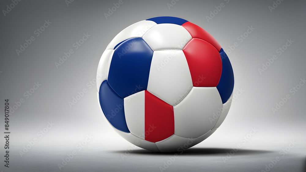 The symbolic power of success and victory. soccer ball on French flag background. Generative Ai The symbolic power of success and victory. soccer ball on French flag background. Generative Ai