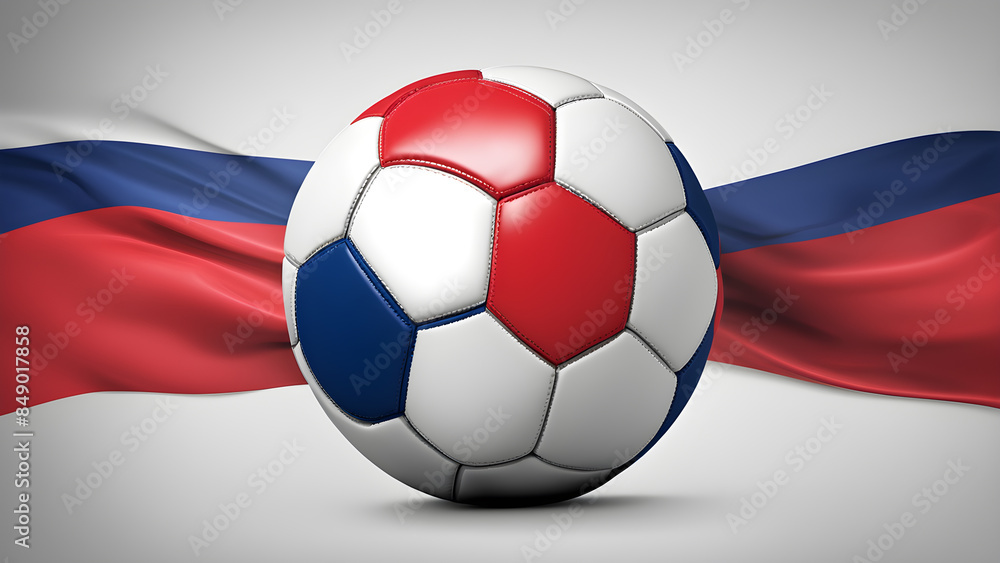 The symbolic power of success and victory. soccer ball on French flag background. Generative Ai The symbolic power of success and victory. soccer ball on French flag background. Generative Ai