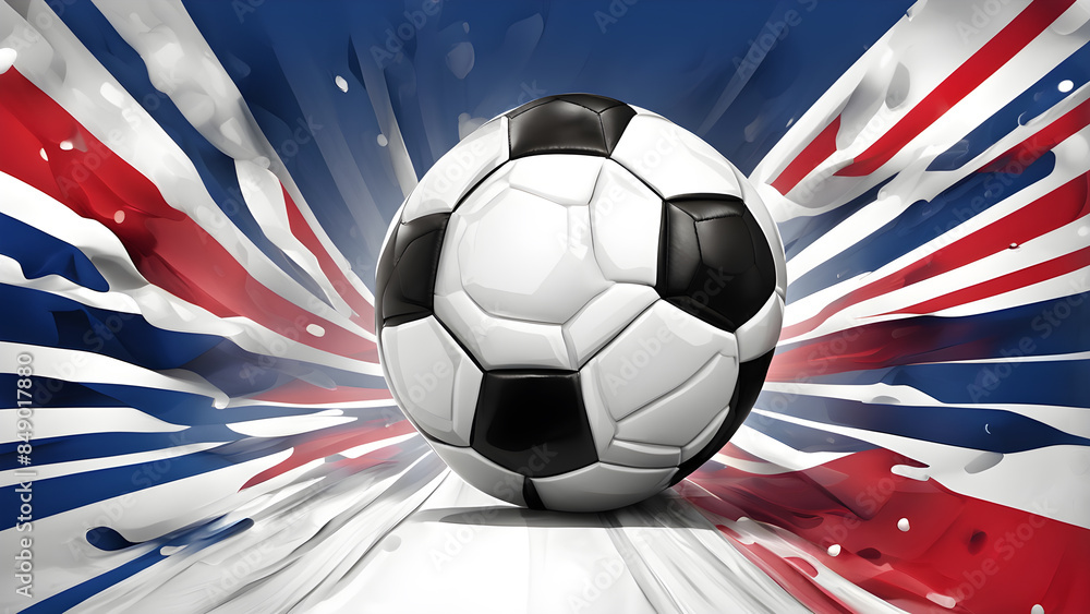 The symbolic power of success and victory. soccer ball on French flag background. Generative Ai The symbolic power of success and victory. soccer ball on French flag background. Generative Ai