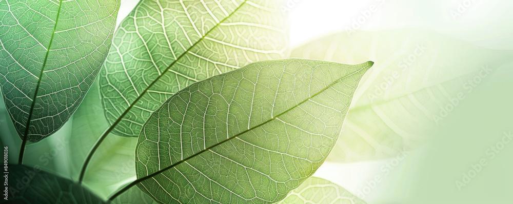 Obraz premium Leaf skeleton background. Abstract background in soft green color with rengen amazing nature lines, nature concept.