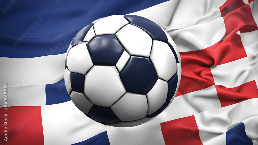 The symbolic power of success and victory. soccer ball on French flag background. Generative Ai The symbolic power of success and victory. soccer ball on French flag background. Generative Ai