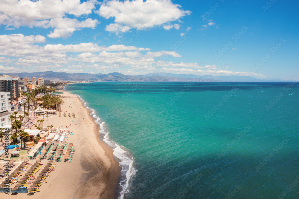 Aerial view of the coast of Malaga and the mediterranean sea Aerial view of the coast of Malaga and the mediterranean sea