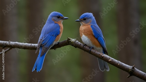 Love in the Canopy: Portrait of Eastern Bluebird Duo