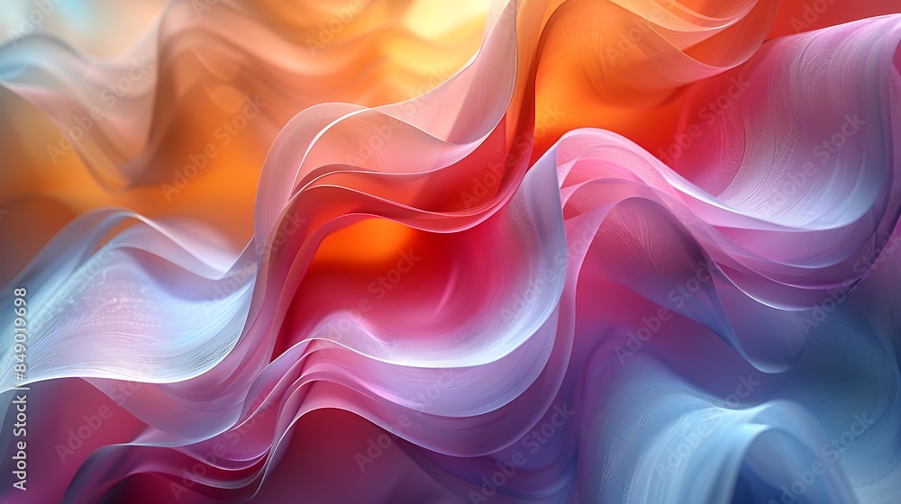 Obraz premium Layered ellipses creating a motion effect, soft pastel hues, hd quality, digital rendering, smooth transitions, geometric precision, modern design, artistic composition, calming ambiance 