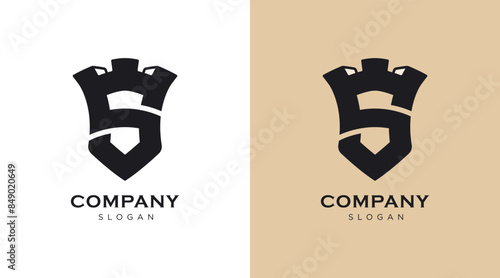 Letter S castle property real estate building logo design. Tower castle illustration vector