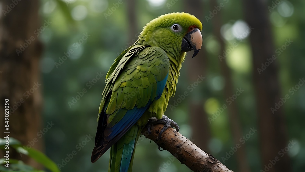 Fototapeta premium Red-lored Amazon or Red-lored Parrot (Amazona autumnalis)