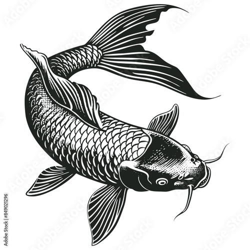 Japanese koi carp, vector