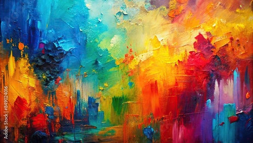 Colorful abstract oil painting background with vibrant brush strokes and textures, abstract, oil painting, background