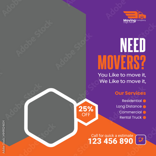 Social media posts for delivery service and moving service banner web banner
