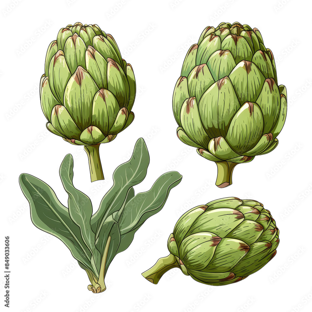 Obraz premium Artichokes Hand Drawn Vector