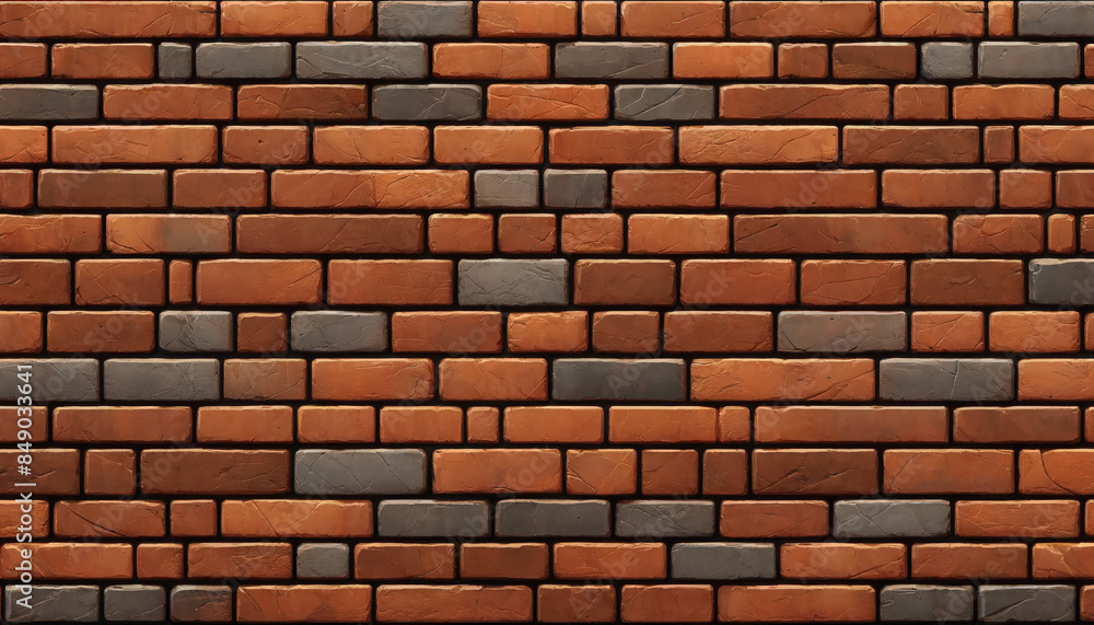 Fototapeta premium Seamless Horizontal Rust-Colored Brick Wall Texture