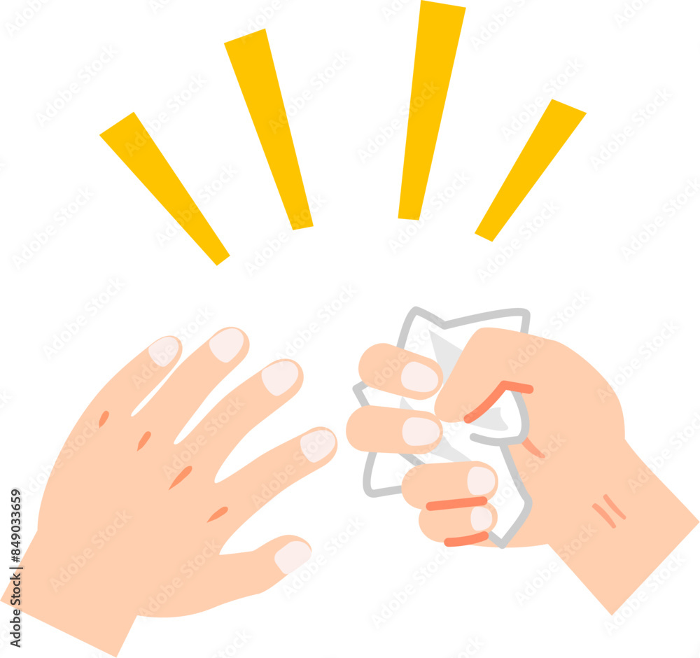 Obraz premium 紙を握りしめ丸める手