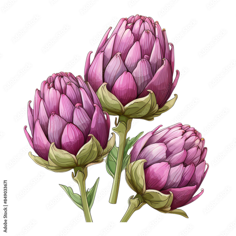 Obraz premium Artichokes Hand Drawn Vector