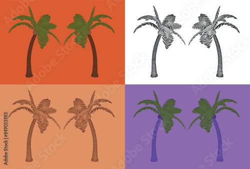 EngravedPalmTreesVintage engraved tropical palm trees vector illustration
