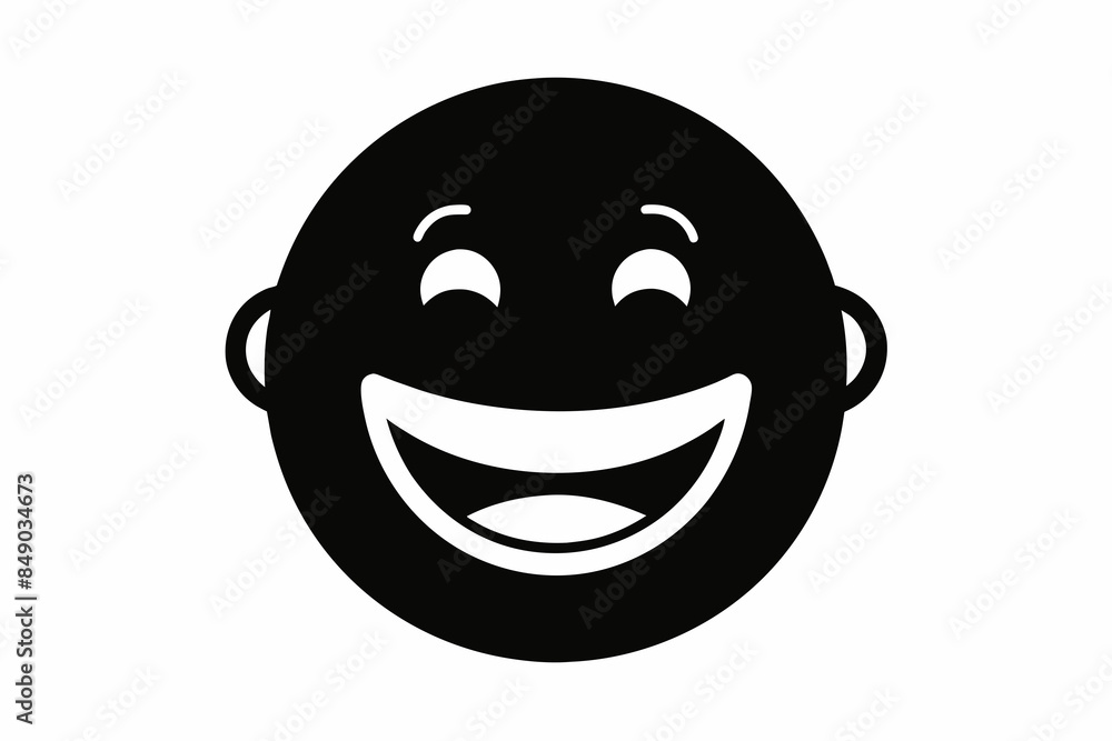 Fototapeta premium Smiling Face Icon Black Silhouette Vector,happy, illustration, vector, symbol, emotion, expression, smiling, yellow, sign, funny, comic, 