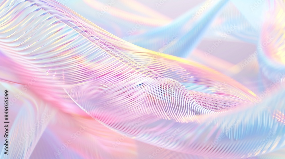 Intersecting 3D lines in a gradient of pastel colors, including soft shades of pink, blue, and yellow, creating a delicate and ethereal pattern. Intersecting 3D lines in a gradient of pastel colors, including soft shades of pink, blue, and yellow, creating a delicate and ethereal pattern.