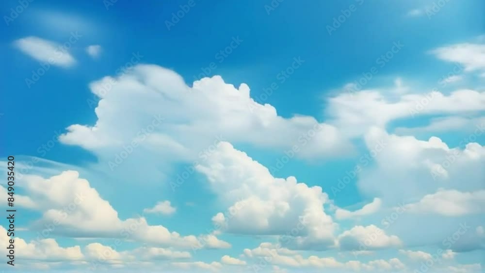 Clear Blue Sky with Fluffy White Clouds