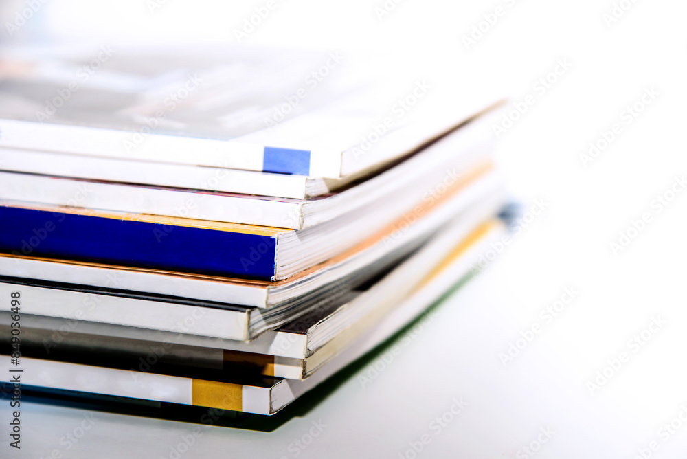 Stack of books on a white background Separate in the university library Stack of books on a white background Separate in the university library
