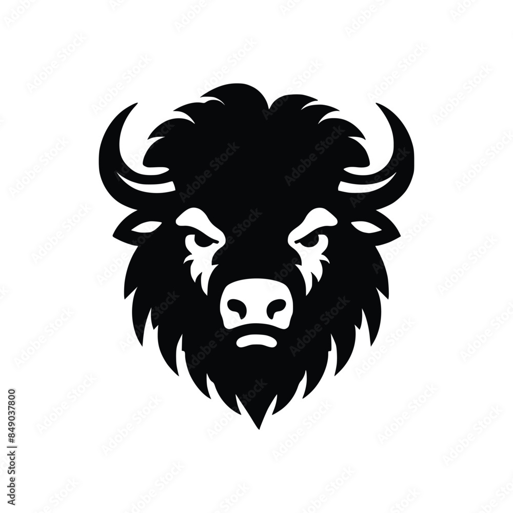 Fototapeta premium Majestic Bison Head Illustration - Royalty-Free Vector Graphic for Nature and Wildlife Themes