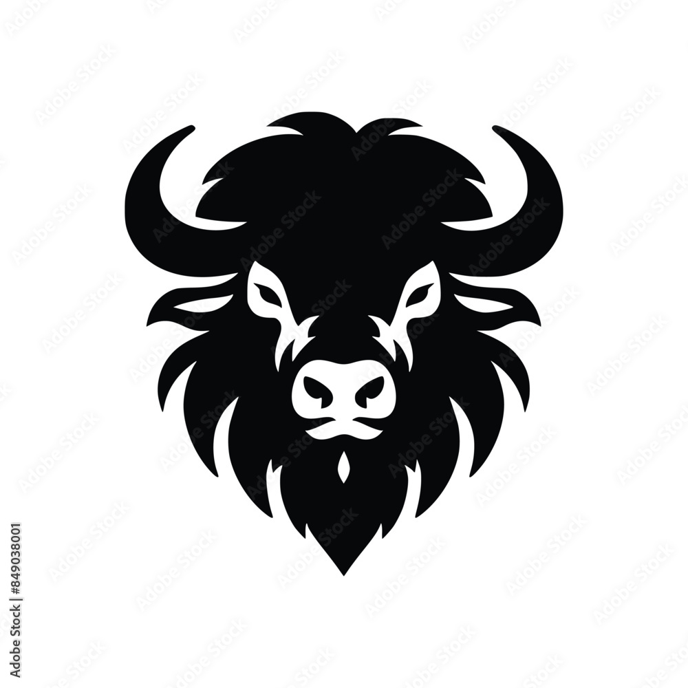Fototapeta premium Bold Buffalo Face Vector Art - Premium Wildlife Silhouette for Design Projects