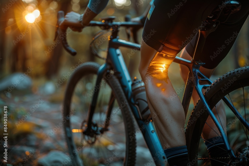 Cyclist biking highlighted Iliotibial Band Pain.