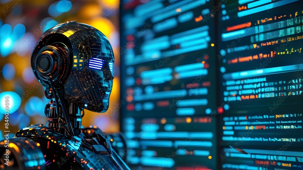 3D Bot Interface Analyzing Spam Emails, Pixelated Bokeh Background. Generative AI 3D Bot Interface Analyzing Spam Emails, Pixelated Bokeh Background. Generative AI