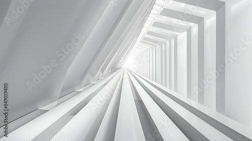 Straight 3D geometric lines in light grey, intersecting to form a minimalist and futuristic environment.