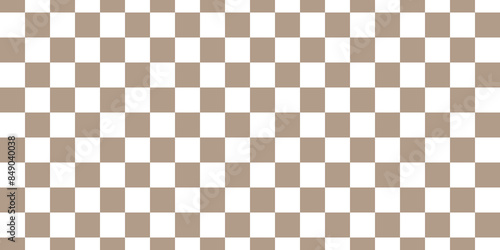 A seamless brown and white checkered pattern, like a chessboard, for backgrounds, wallpaper, or fabric