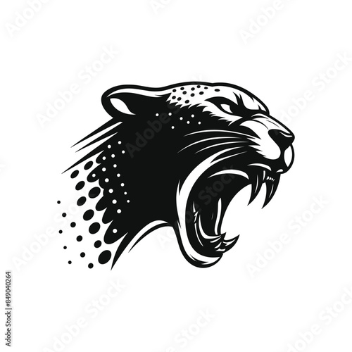 Fierce Cheetah Logo Vector - Roaring Cheetah Head Silhouette