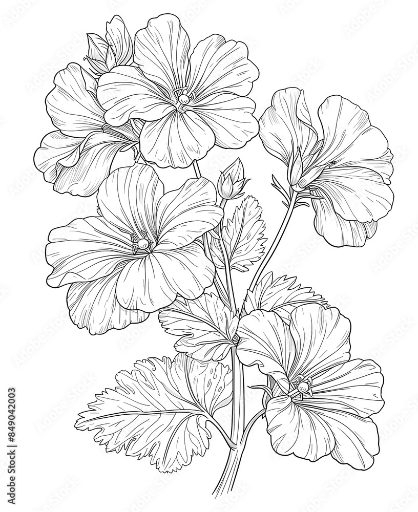 Geranium coloring sheet. Geranium coloring sheet.