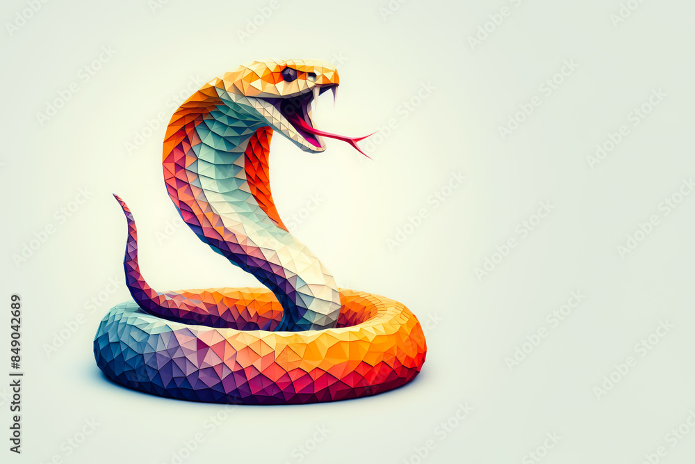 Fototapeta premium Cobra Snake in Colorful Polygon Abstract Illustration.