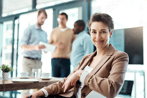 Portrait, happy and business woman in office for career, job or leader coworking in company. Face, sales manager and smile of professional entrepreneur, expert and confident employee at workplace © peopleimages.com