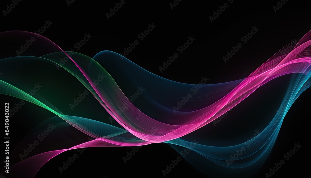 Fototapeta premium Simple abstract background with colorful neon wavy ribbons