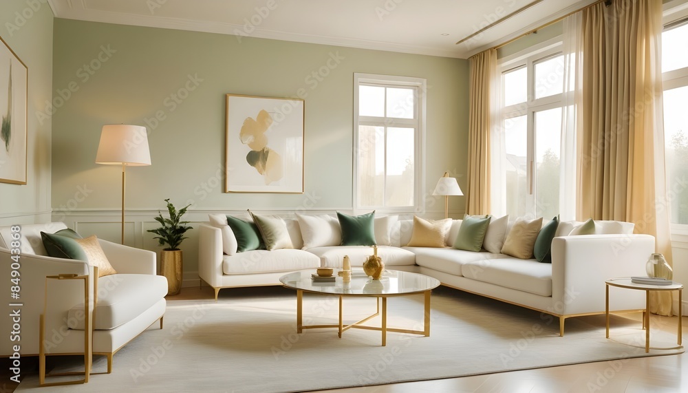 Fototapeta premium white and gold theme modern interior