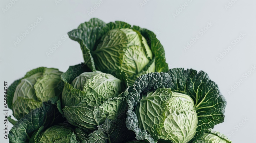 Obraz premium Fresh cabbage displayed against a white backdrop